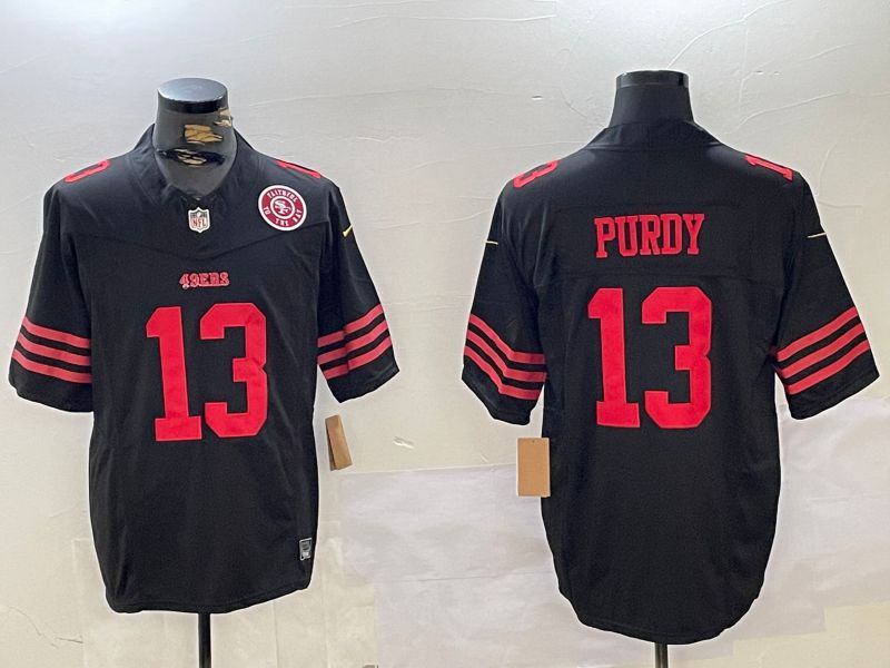 Men San Francisco 49ers #13 Purdy Black Three generations 2024 Nike Vapor Limited NFL Jersey style 2